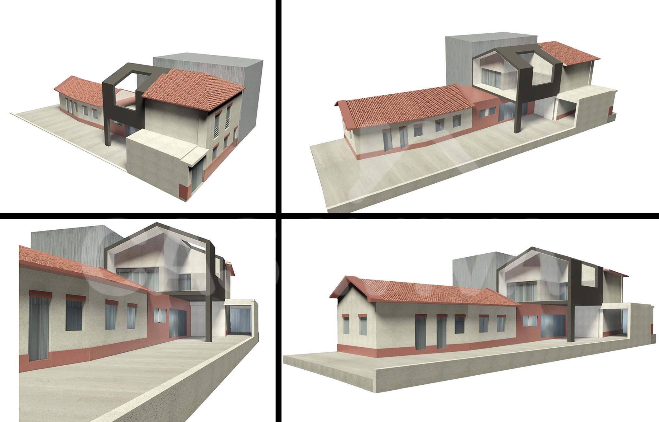Diferentes vistas 3D de la propuesta de ampliacin de la vivienda.